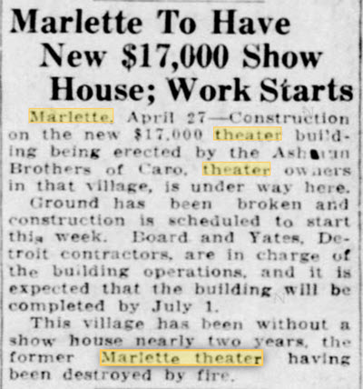 Liberty Theater - April 1936 Article Mentioning Liberty Theater Being Destroyed By Fire (newer photo)